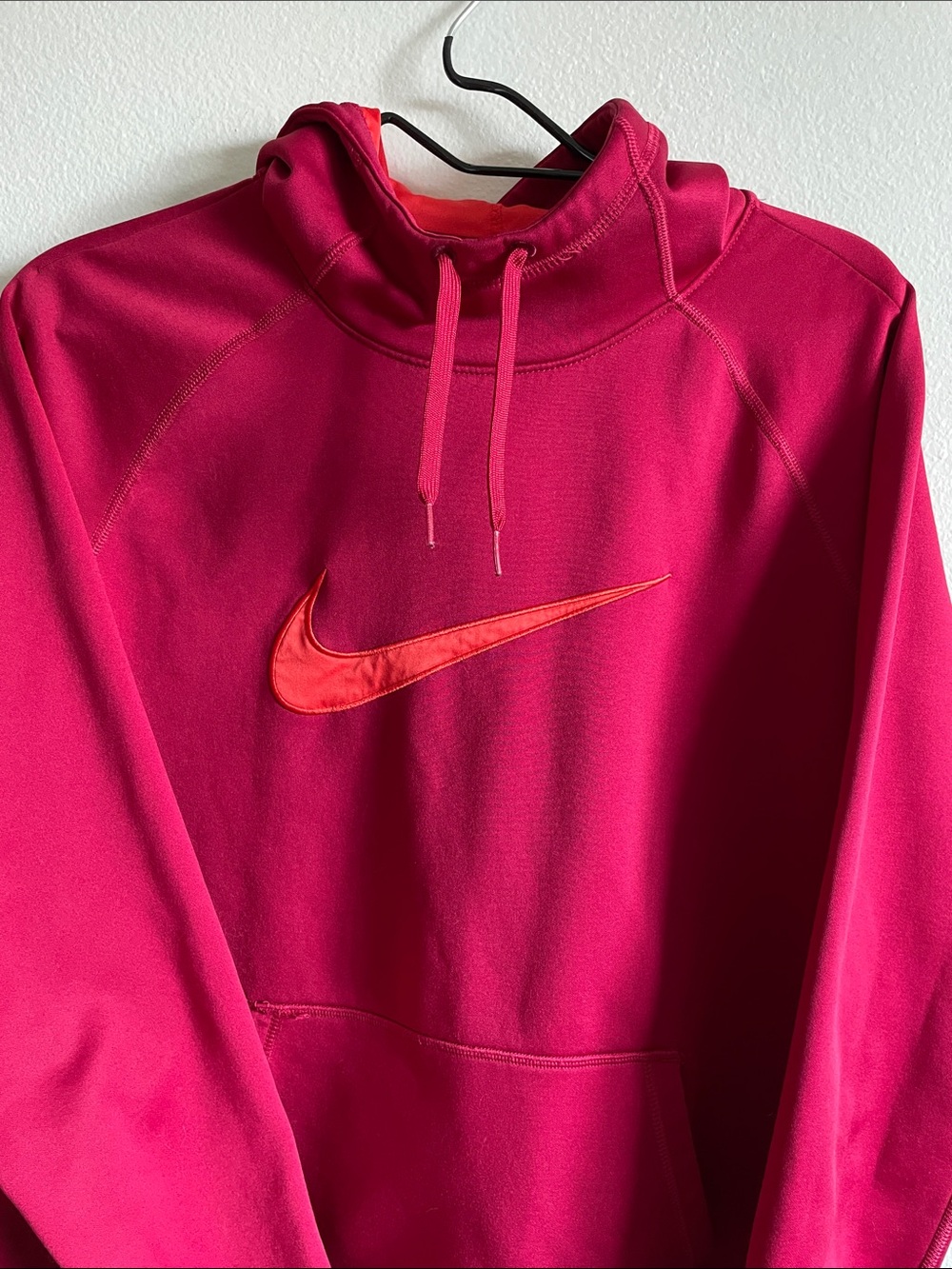Nike Women’s Red Sweatshirt/ Hoodie with Coral Swoosh-L